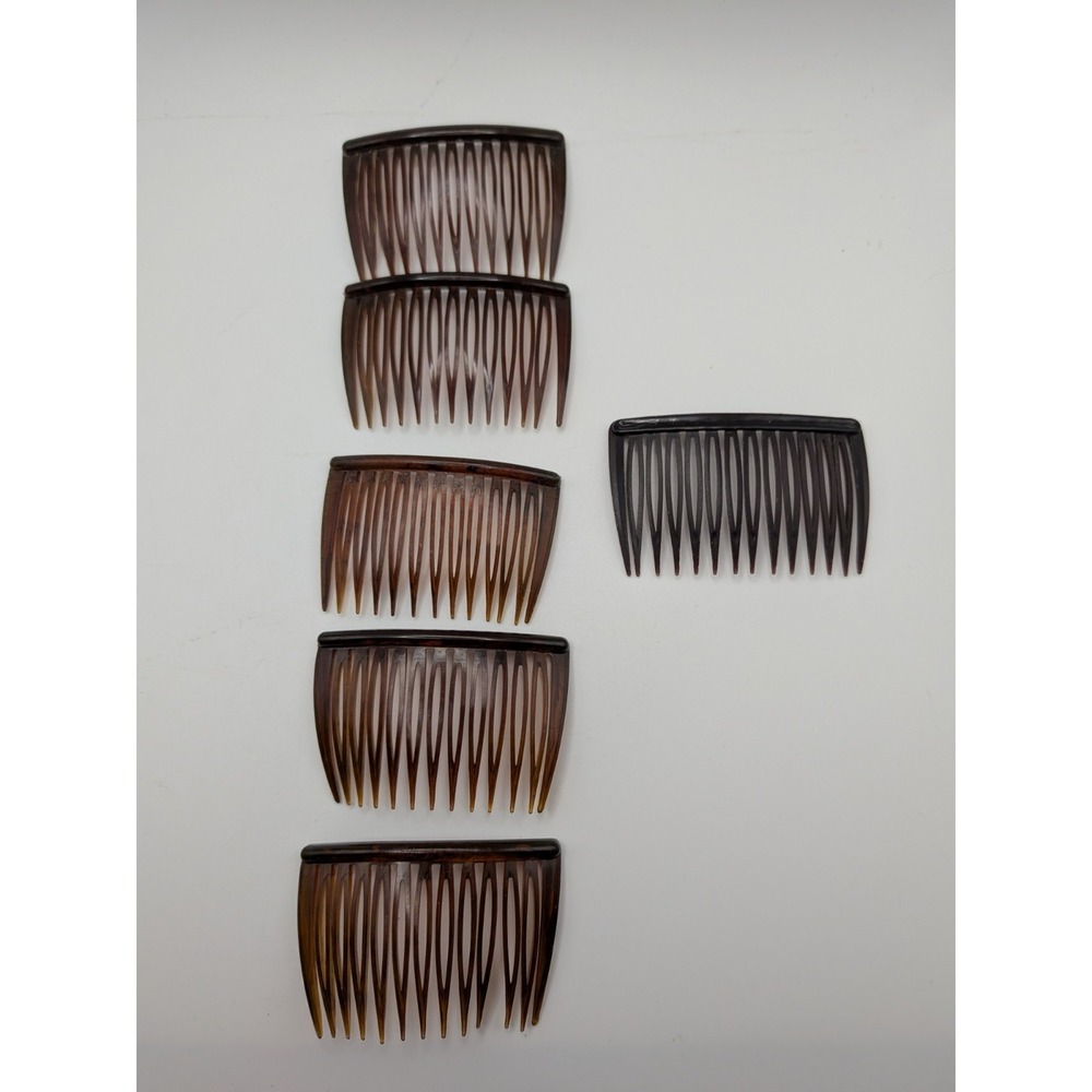 Vintage Goody Mini Hair Combs Side Pin Brown Marble Tortoise 2" USA - Picture 7 of 16